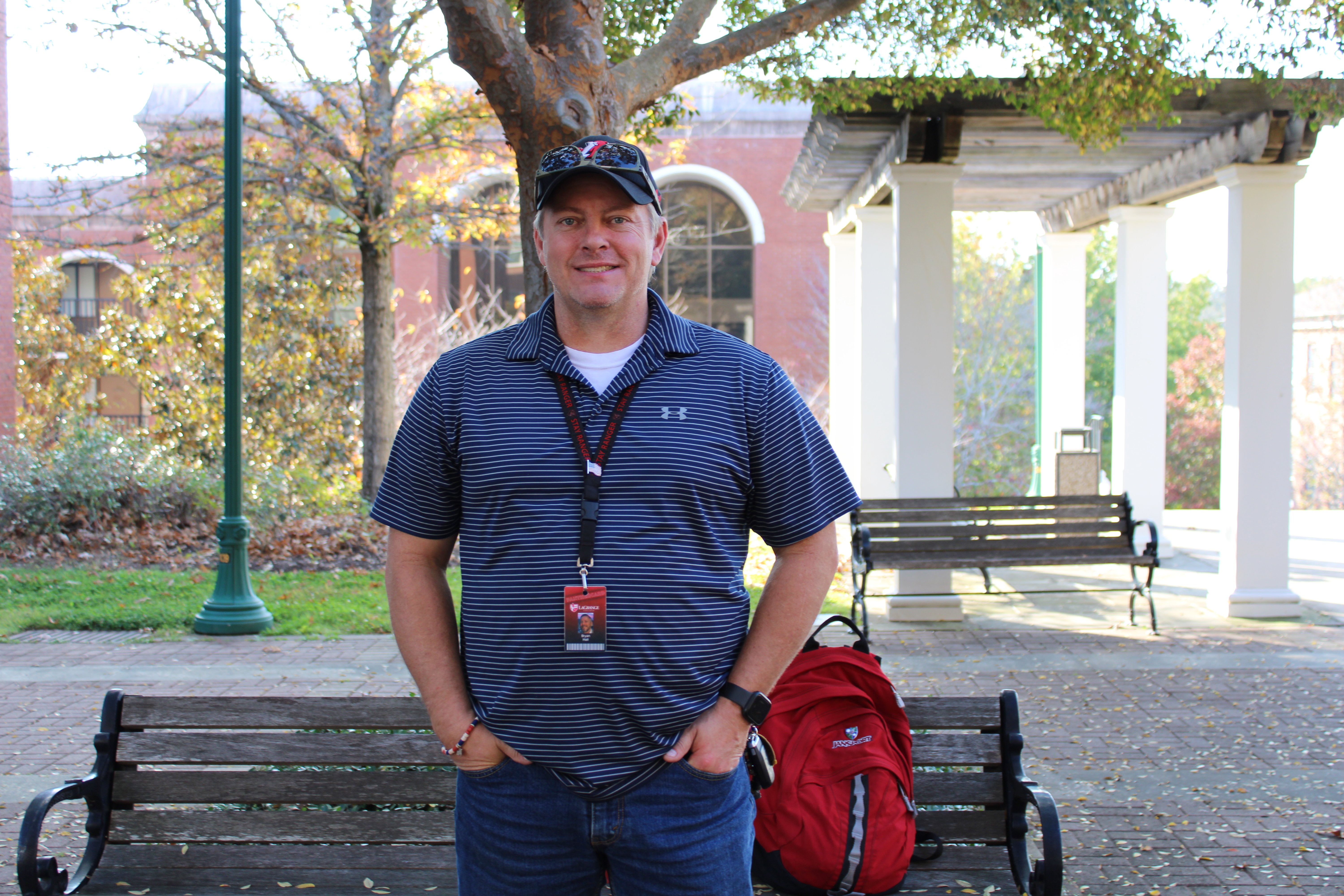 Veteran walking to class